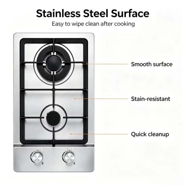 2 Burners Stainless Steel Gas Hob Factory Wholesale OEM Supply