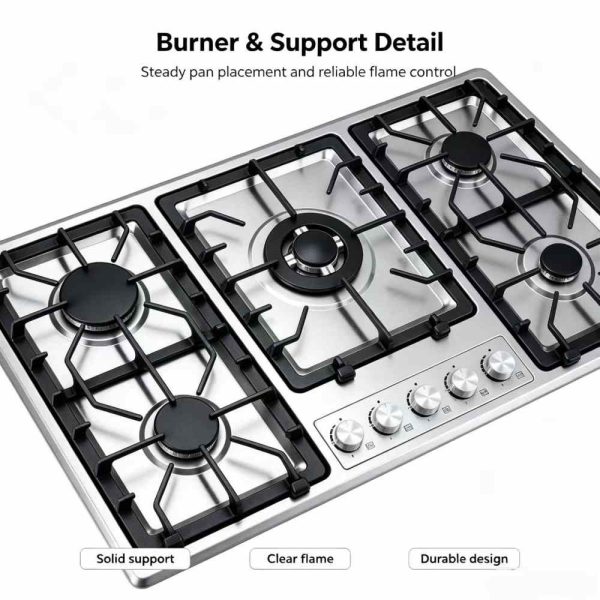 5 Burner Gas Hob Stainless Steel OEM Wholesale