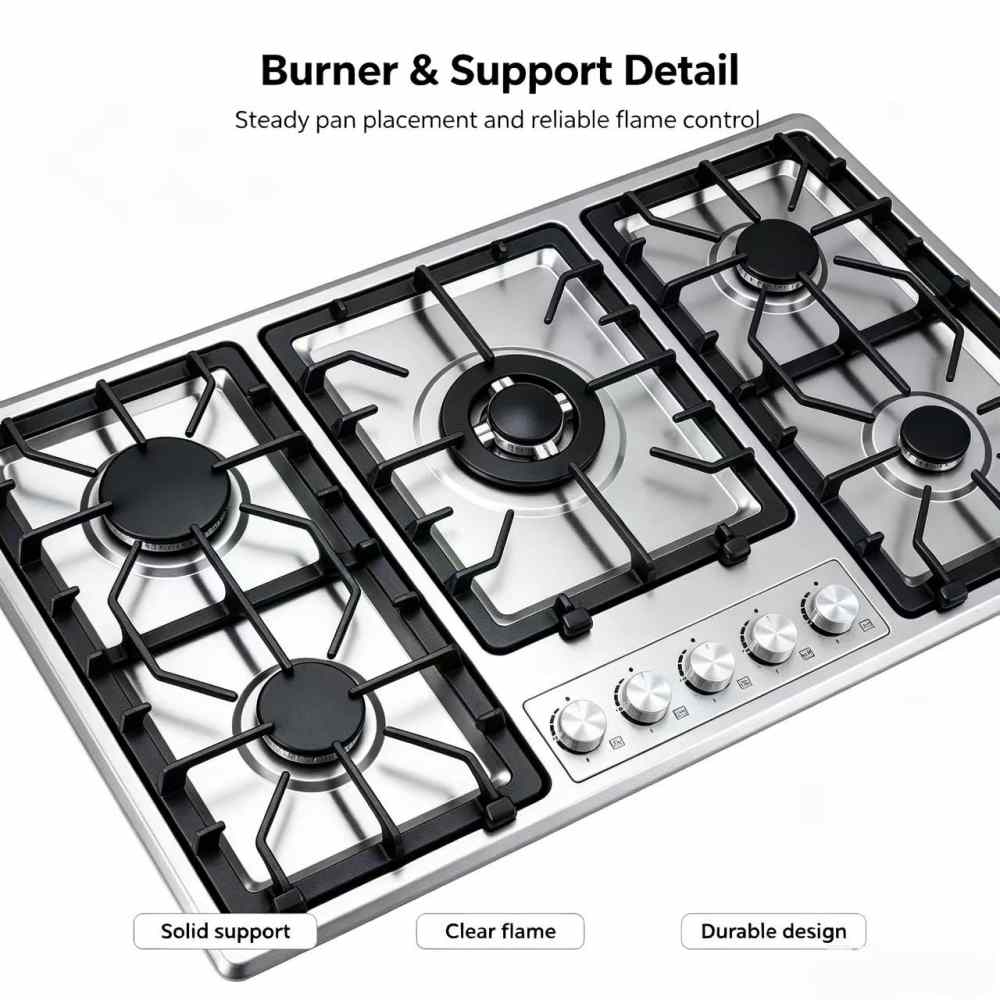 5 Burner Gas Hob Stainless Steel OEM Wholesale