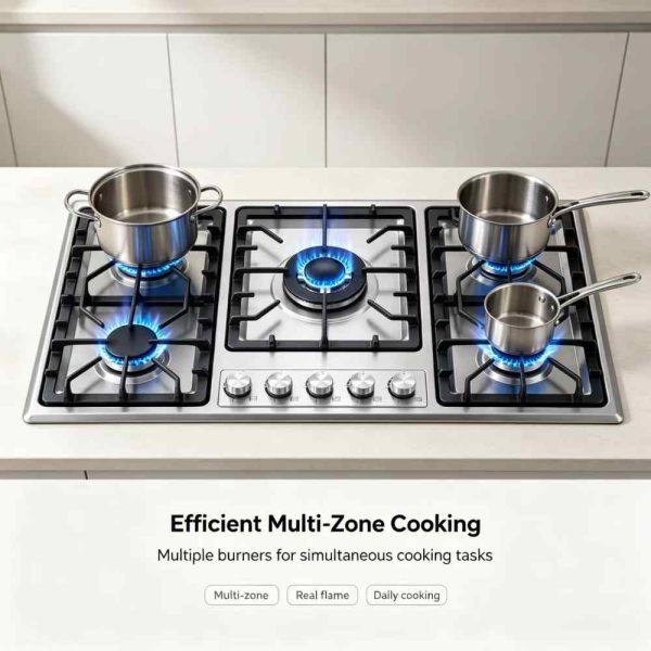 5 Burner Gas Hob Stainless Steel OEM Wholesale