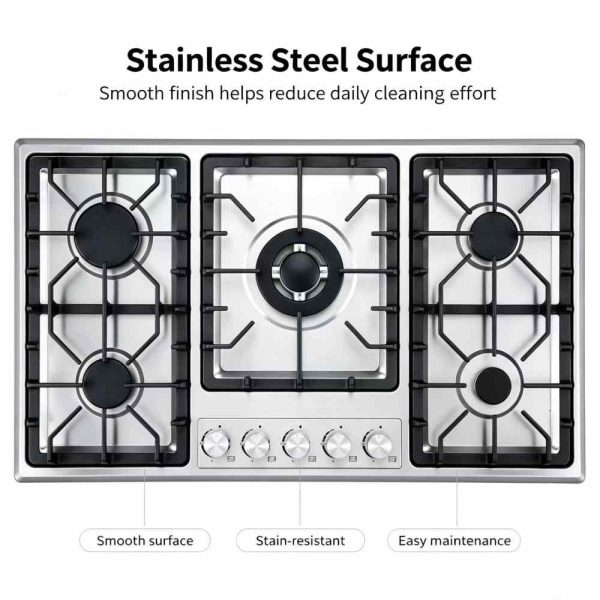  5 Burner Gas Hob Stainless Steel OEM Wholesale