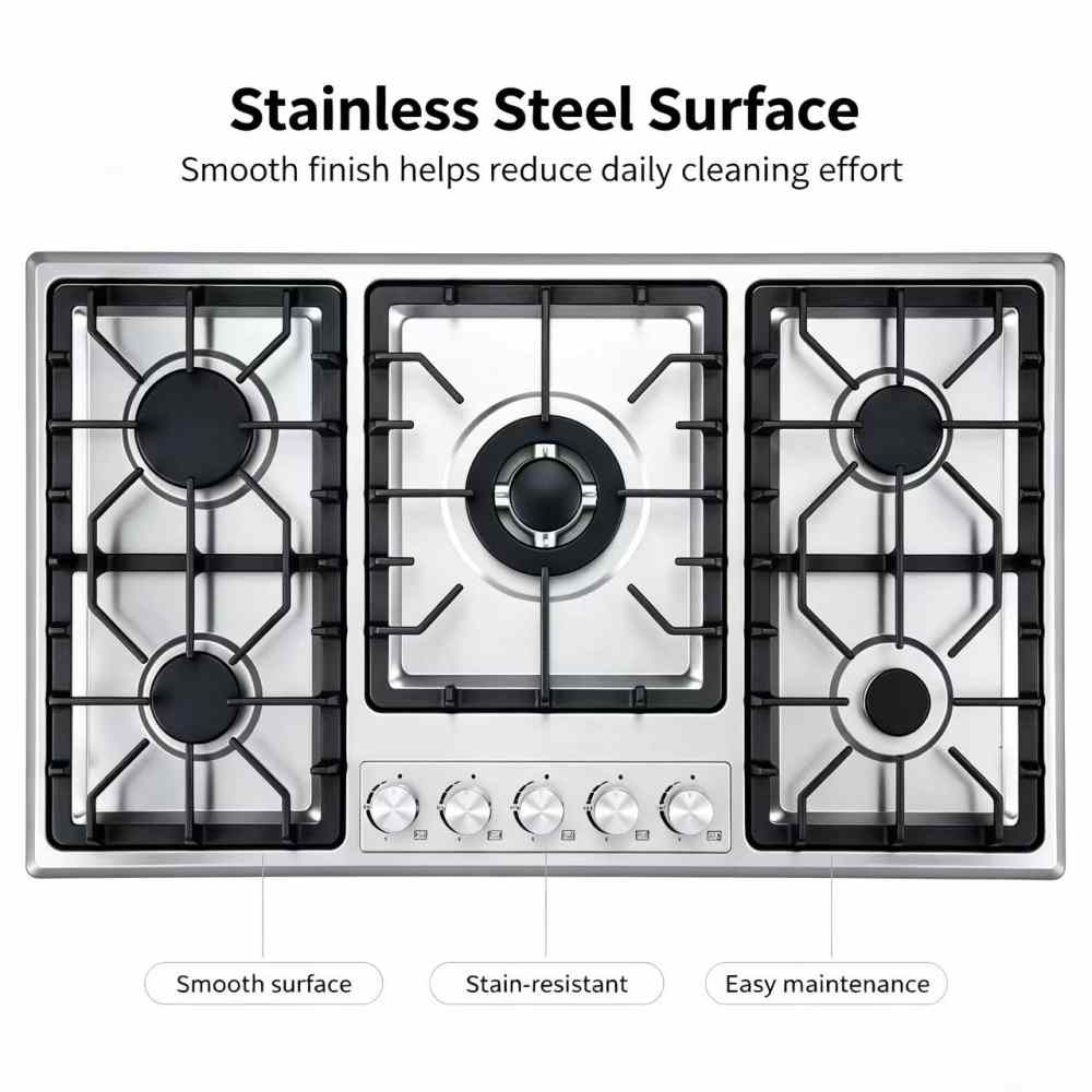 5 Burner Gas Hob Stainless Steel OEM Wholesale