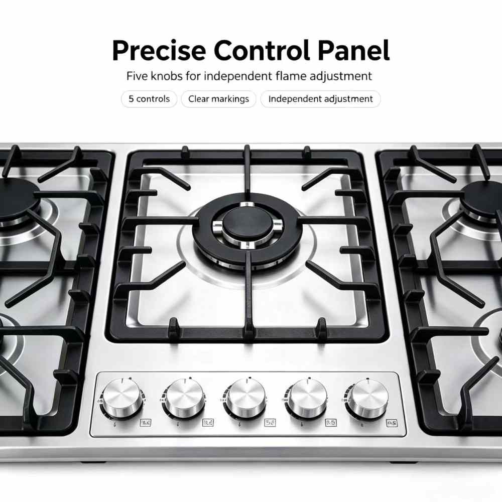 5 Burner Gas Hob Stainless Steel OEM Wholesale