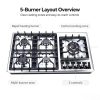 5 Burner Stainless Gas Hob OEM