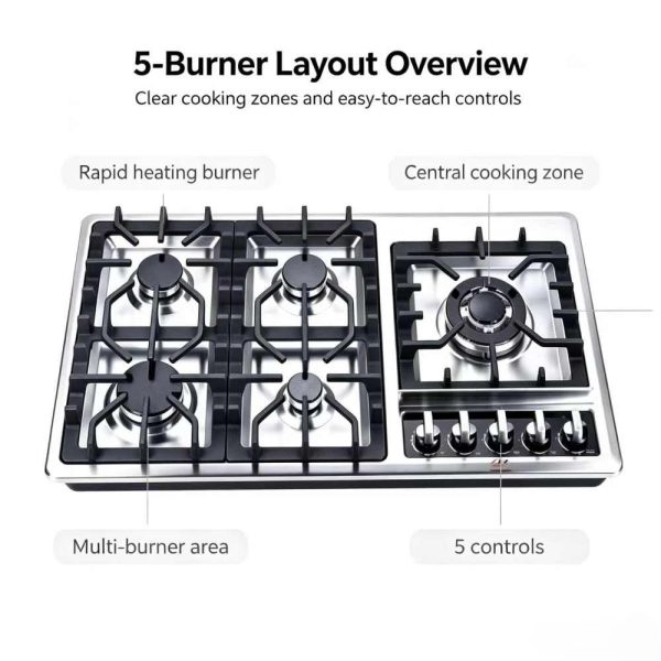 5 Burner Stainless Gas Hob OEM