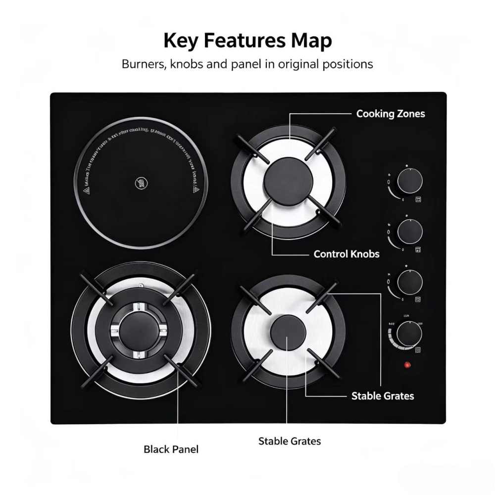 4 Burner Gas Electric Combo Cooktop OEM