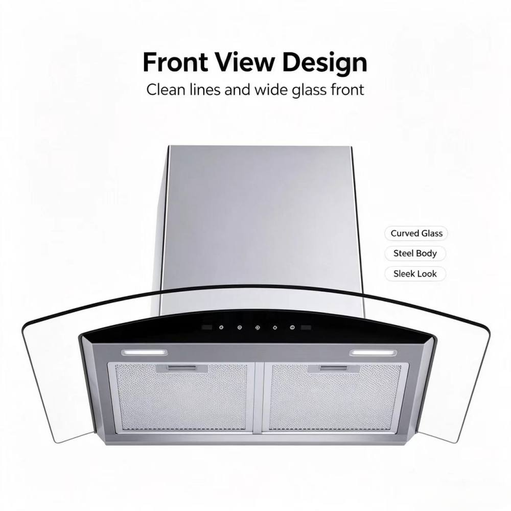 Curved Stainless Top Mount Hood