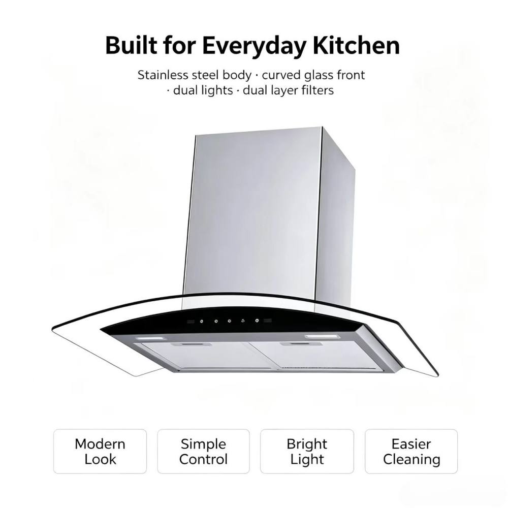 Curved Stainless Top Mount Hood