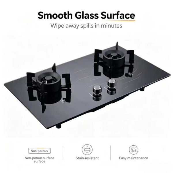 2 burner gas stove tempered glass SABER certified