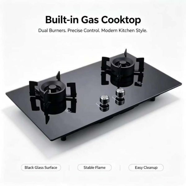 2 burner tempered glass gas stove SABER certified