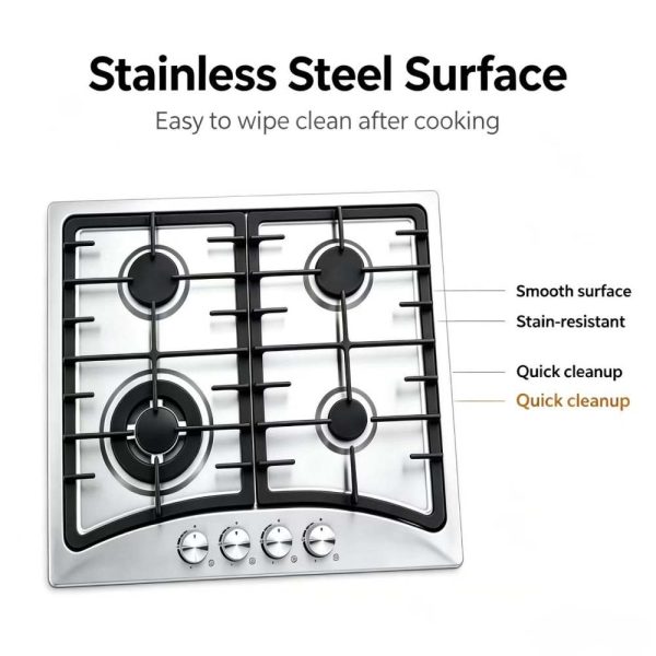 4 burner gas stove stainless steel