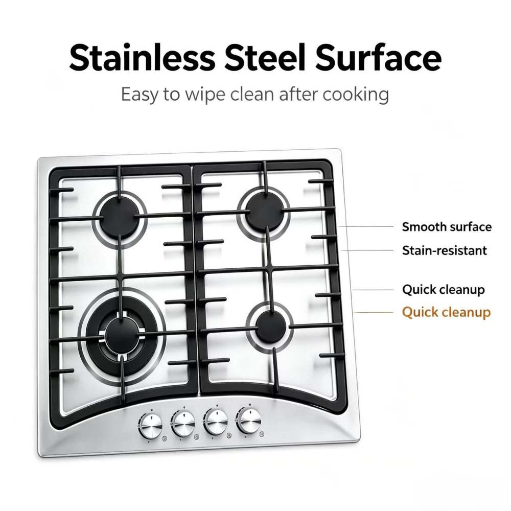 4 burner gas stove stainless steel